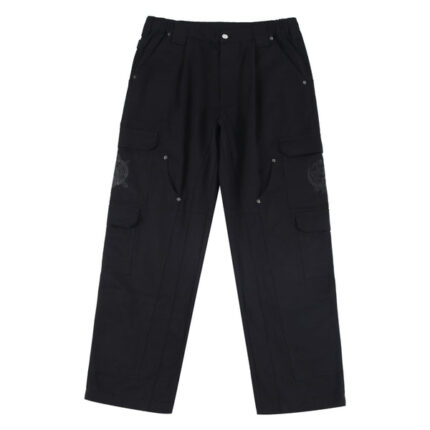Unknown London Black Embroidered Cargos