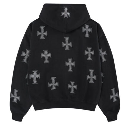 Unknown London Black White Rhinestone Hoodie