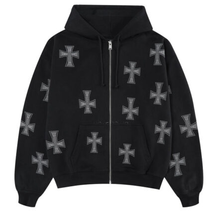 Unknown London Black White Rhinestone Hoodie