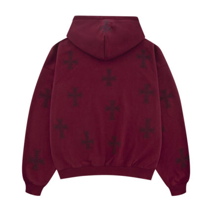 Unknown London Dark Red Rhinestone Hoodie