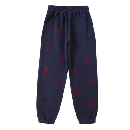 Unknown London Navy Red Cross Rhinestone Joggers